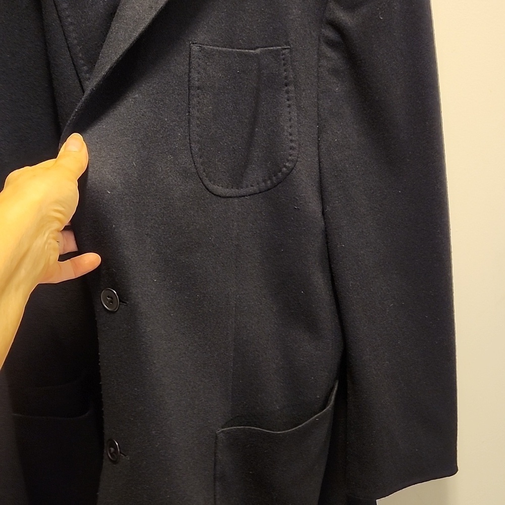 Flynt Blazer Mens 48L Navy Wool Elbow Patch Sport Coat - Picture 4 of 8
